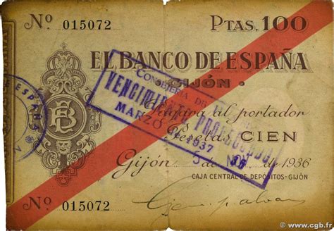 100 Pesetas ESPAGNE Gijon 1936 PS 575 B01 4592 Billets