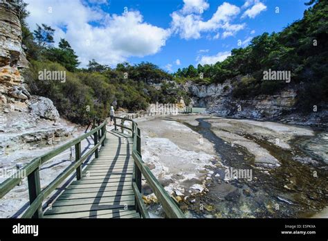 Geothermal volcanic area in the Wai-O-Tapu Thermal Wonderland, Waiotapu, North Island, New ...