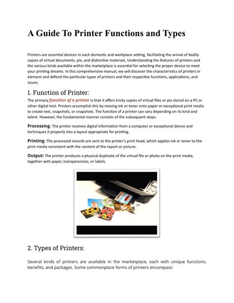 PPT - A Guide To Printer Functions and Types PowerPoint Presentation ...