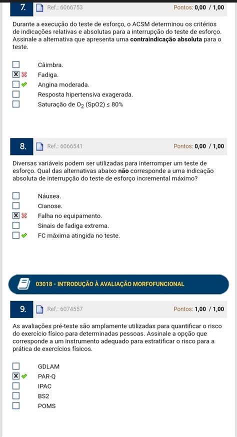 prova estácio Avaliação Morfofuncional