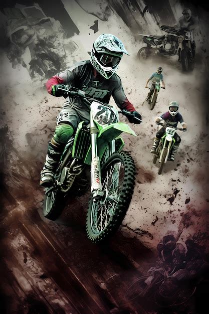 Premium Ai Image Motocross Poster Vintage Design