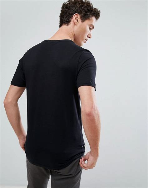 Jack And Jones Core Longline T Shirt With Curved Hem And Graphic Asos