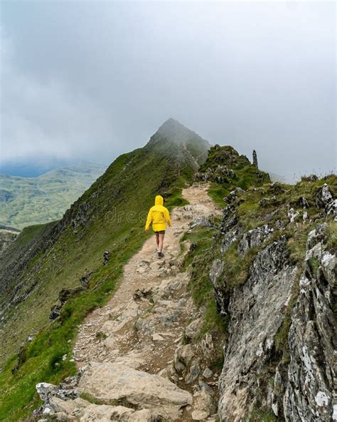 A Girl Hiking Snowdon Mountain Stock Photo - Image of cold, female ...