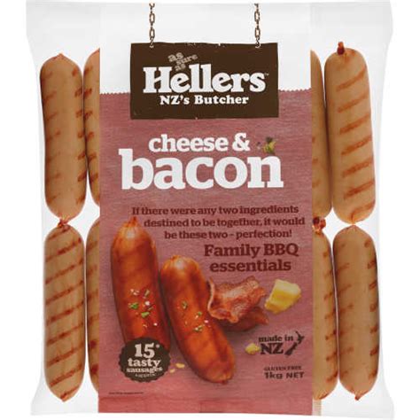 Hellers 1 kilo Cheese & Bacon Sausages - Wanganui