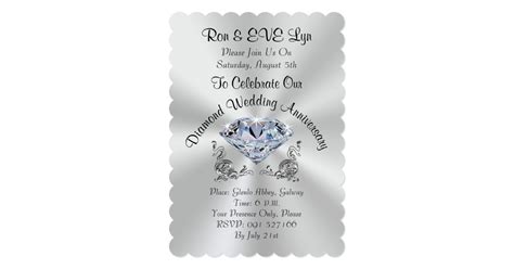 Diamond Wedding Anniversary Invitations Your Text Invitation