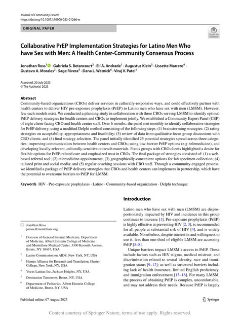 Pdf Collaborative Prep Implementation Strategies For Latino Men Who Have Sex With Men A