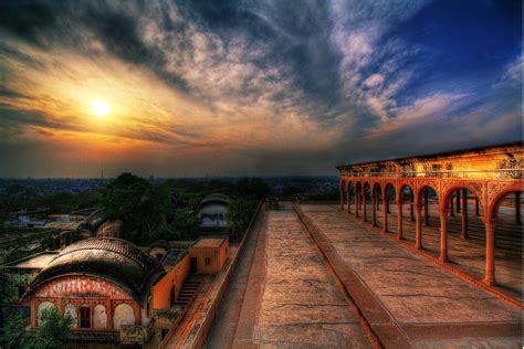 Sunset Over The Kishori Mahal At Bharatpur Visible Here Is The