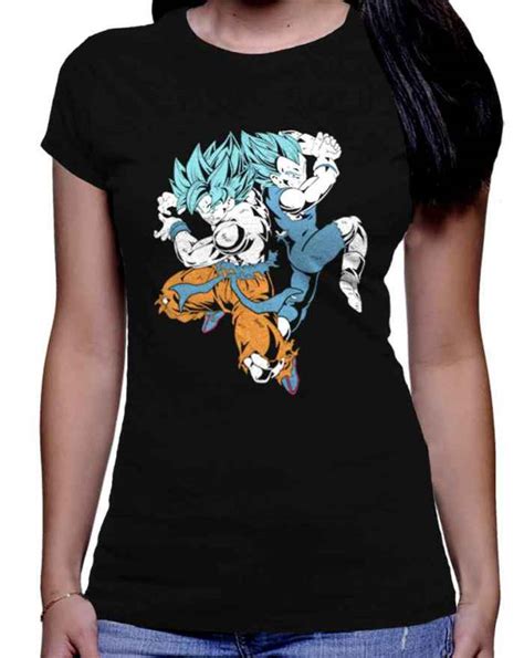 Camiseta Dama Dragon Ball Goten Fusion Talla S Color Azul Oscuro