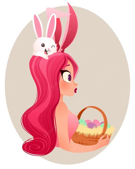 Premium Vector Easter Bunny Girl Illustration Young Smiling Girl