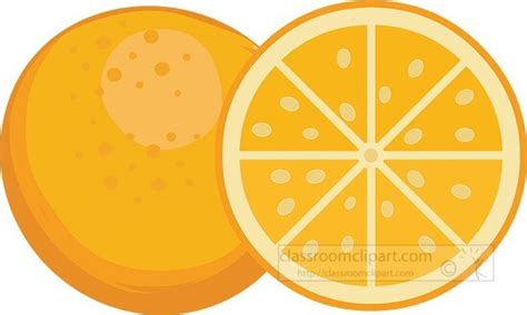 Fruit Clipart Whole And Half Orange Fruit Slice Clipart Image Vector Style