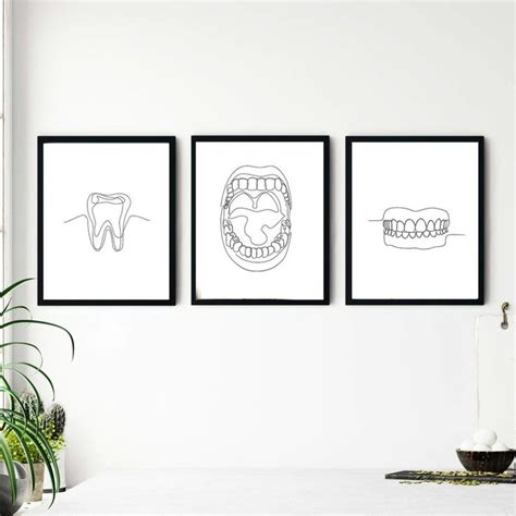 Set Of 3 Dentist Wall Art Dental Art Set Dentist Anatomy Dental