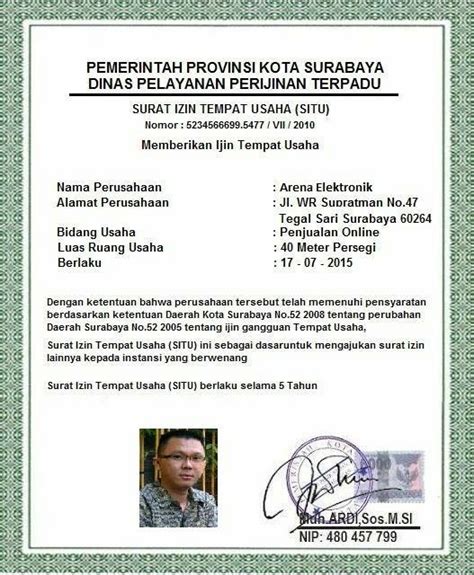 Pengertian Contoh Dan Cara Mengurus SITU Surat Izin Tempat Usaha