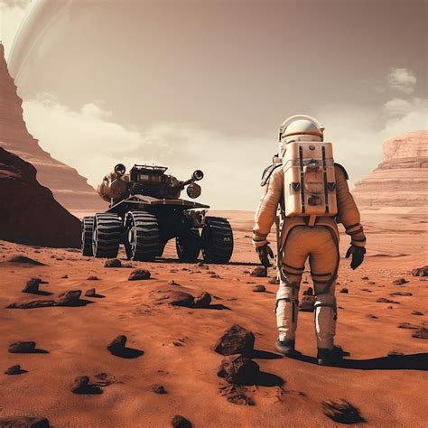 Premium Photo Astronaut On Mars Walking In Space Suit Generative Ai