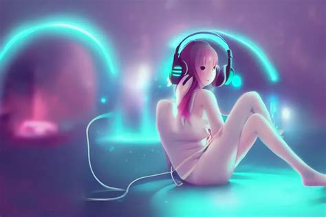 Pretty Anime Girl With Headphones