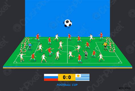 3d Isometric Football Field With Football Teams Sport Theme Soccer