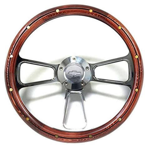 New World Motoring 14 Steering Wheel Kit Wood And Billet Chevy Horn For Aftermarket Gm Columns