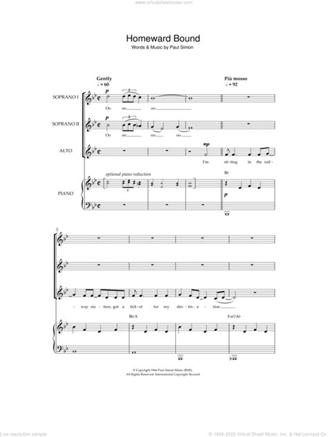 Homeward Bound Sheet Music For Choir PDF