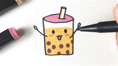 Boba Tea Grawings How To Draw Cute Boba Milk Tea Bubble Tea