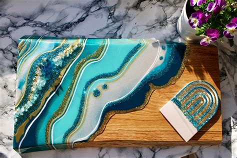 Custom Geode Inspired Cheese Board With Laser Engraved Personalization