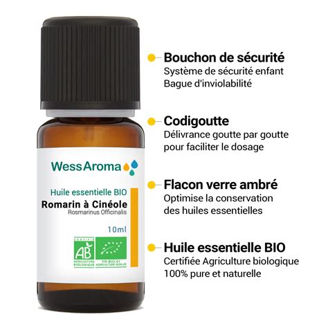 Huile essentielle de Romarin à Cinéole BIO 10ml Certifiée AB