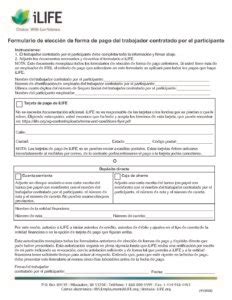 Participant Hired Worker Payment Election Form Spanish Ilife