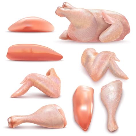 Premium Vector Chicken Meat Set Chicken Legs Wings Breast In