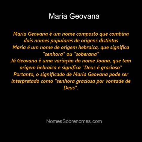 Qual O Significado Do Nome Maria Geovana