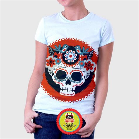 Clothing With Skulls Design On Sugar Skull T Shirt Womens Women