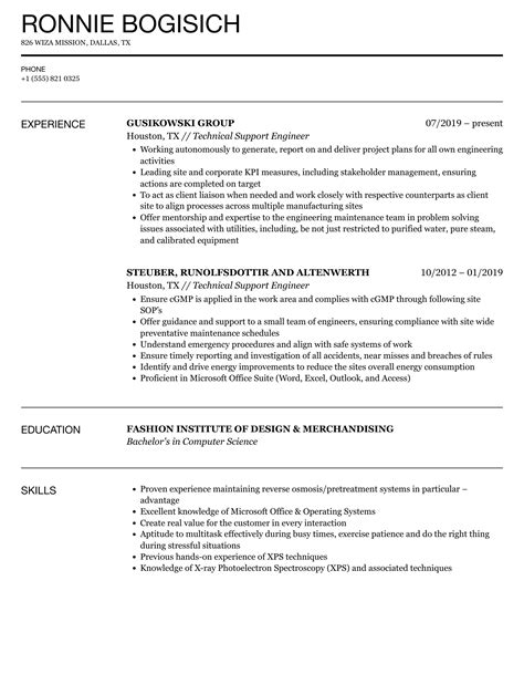 Technical Support Engineer Resume Samples Velvet Jobs