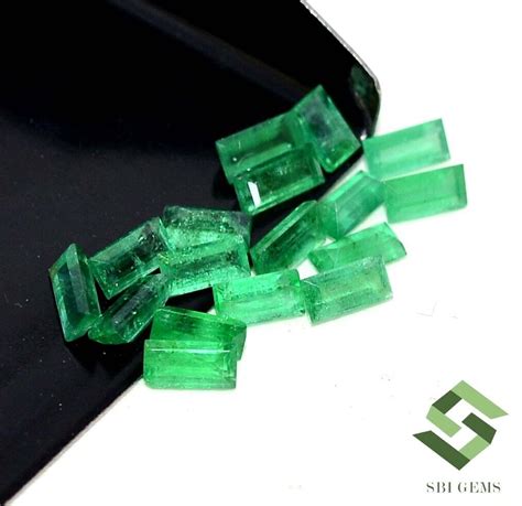 X Mm Natural Emerald Baguette Cut Lot Pcs Cts Untreated Loose