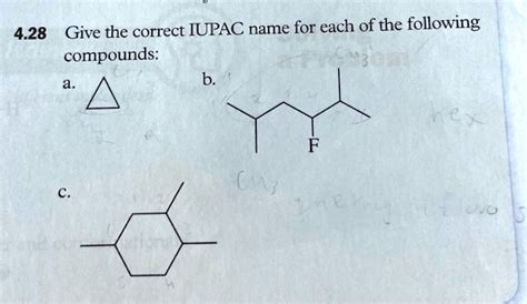 428 Give The Correct Iupac Name For Each Of The Following Compounds 76204