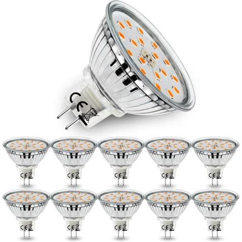 Lot De 10 Ampoules Led Mr16 Gu5 3 Blanc Chaud 3000k 5w Équivalent à