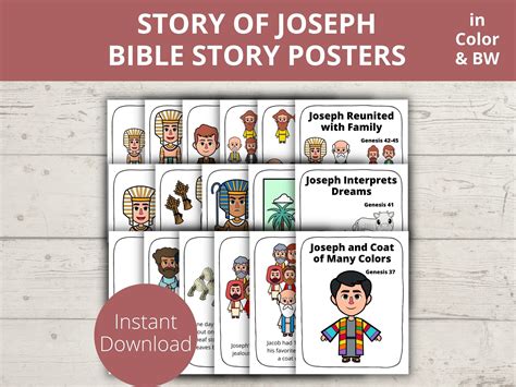 Joseph Coat of Many Colors, Bible Story Poster, Morning Basket, Church ...