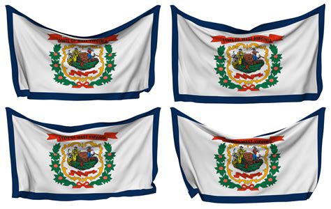 State Of West Virginia Pinned Flag From Corners Isolated With