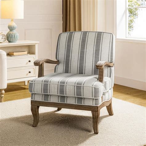 JAYDEN CREATION Quentin Farmhouse Style Wooden Upholstered Grey Arm