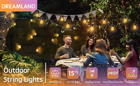 DREAMLAND Outdoor String Lights 50FT Patio Lights With 16 S14