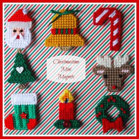 RESERVED For K Plastic Canvas Christmastime Mini Magnets Set Of 8