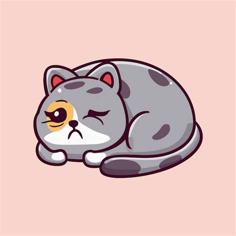 Premium Vector Vector Cute Cartoon Cat Sleeping Vector Illustration