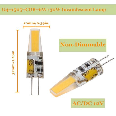 20x G4 Led Bulb 12v Dc Dimmable Cob 1 5w 360 Beam Angle To Replace 15w