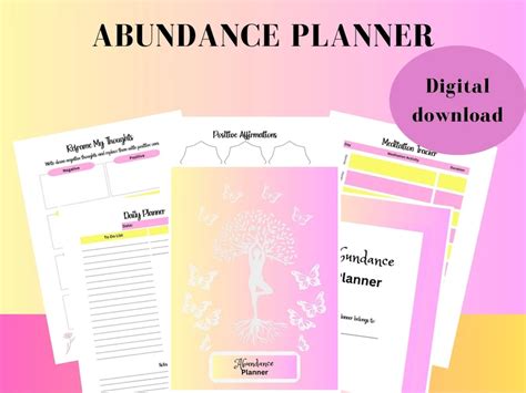 Abundance Planner Printable Law Of Attraction Planner Etsy Law Of Attraction Planner Law Of