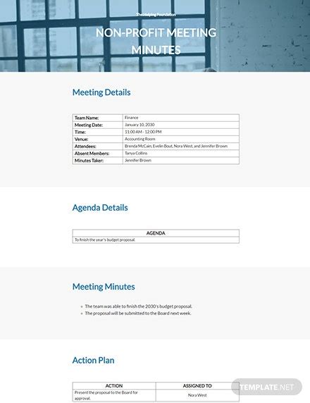 Meeting Minutes Template For Nonprofit Organizations