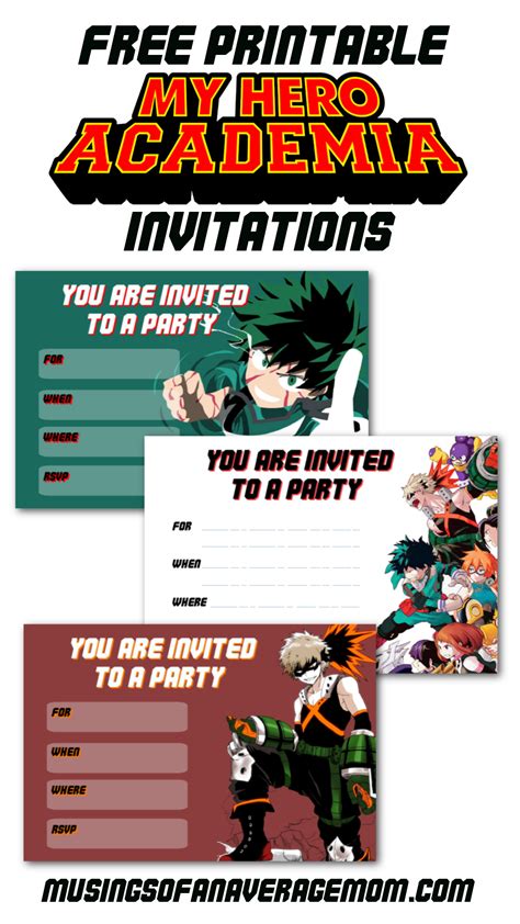 Free Printable My Hero Academia Invitations Birthday Invitations My