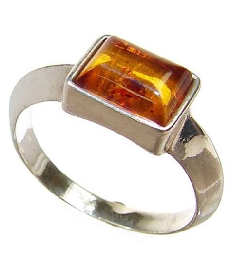 Ratti Natural Amber Stone Unheated Lab Certified Pure Silver Ring