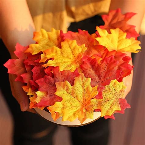 Home Decora Pcs Assorted Mixed Fall Colored Artificial Maple Leaves