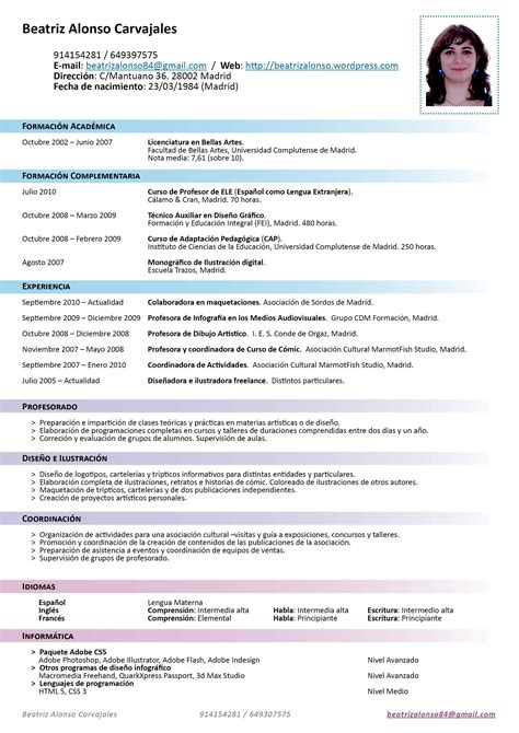 Modelo De Curriculum Vitae Simple Ejemplos De