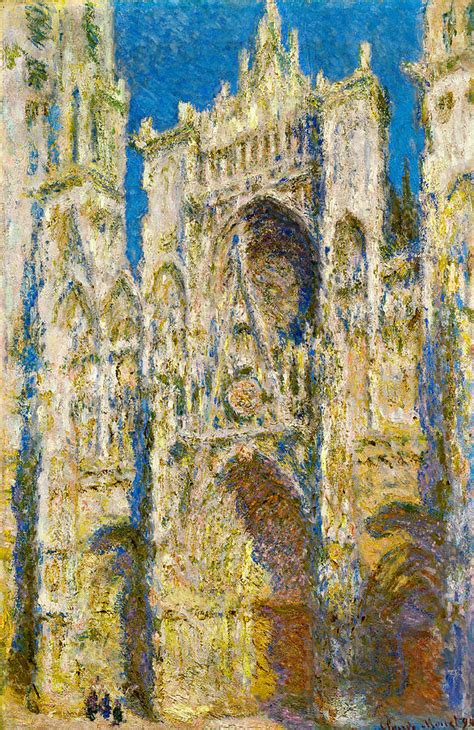 Rouen Cathedral West Facade Sunlight Painting By Oscar Claude Monet