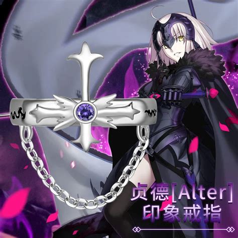 925 Silver Fgo Fate Grand Order Black Alter Ring Daily Cos T