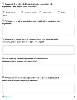 Parent Guardian IEP Input Form PDF And Google Form By Azulita