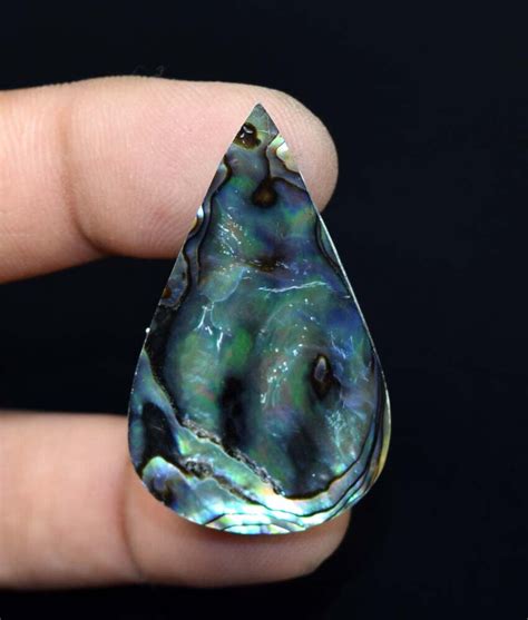 Cts Natural Abalone Shell Pear Curvy Cabochon Loose Gemstone