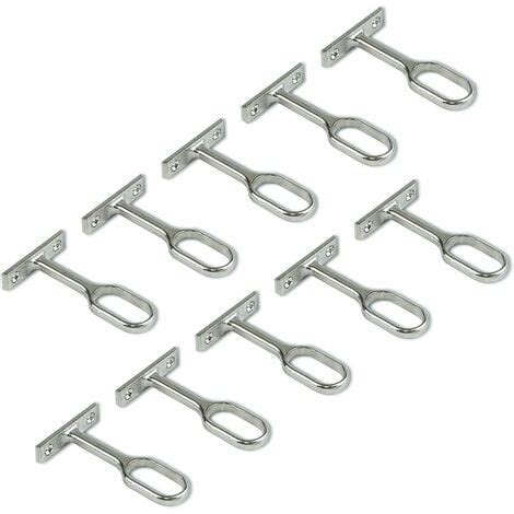 Ahlsen Support central pour barre de penderie ovale Nickelé Lot de 10